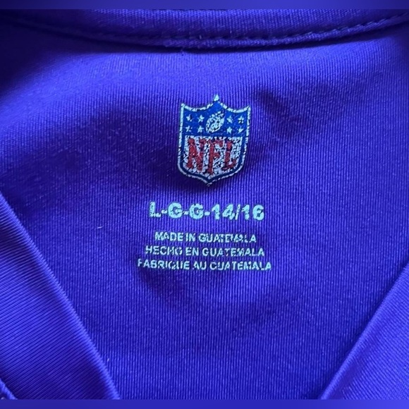 NFL Minnesota Vikings Boys Purple Dri-Fit T-Shirt Performance Athletic Tee Sz L - Picture 6 of 6